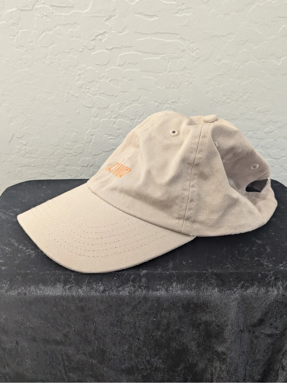 Clare V Tan Baseball Cap with Orange CIAO Embroidery